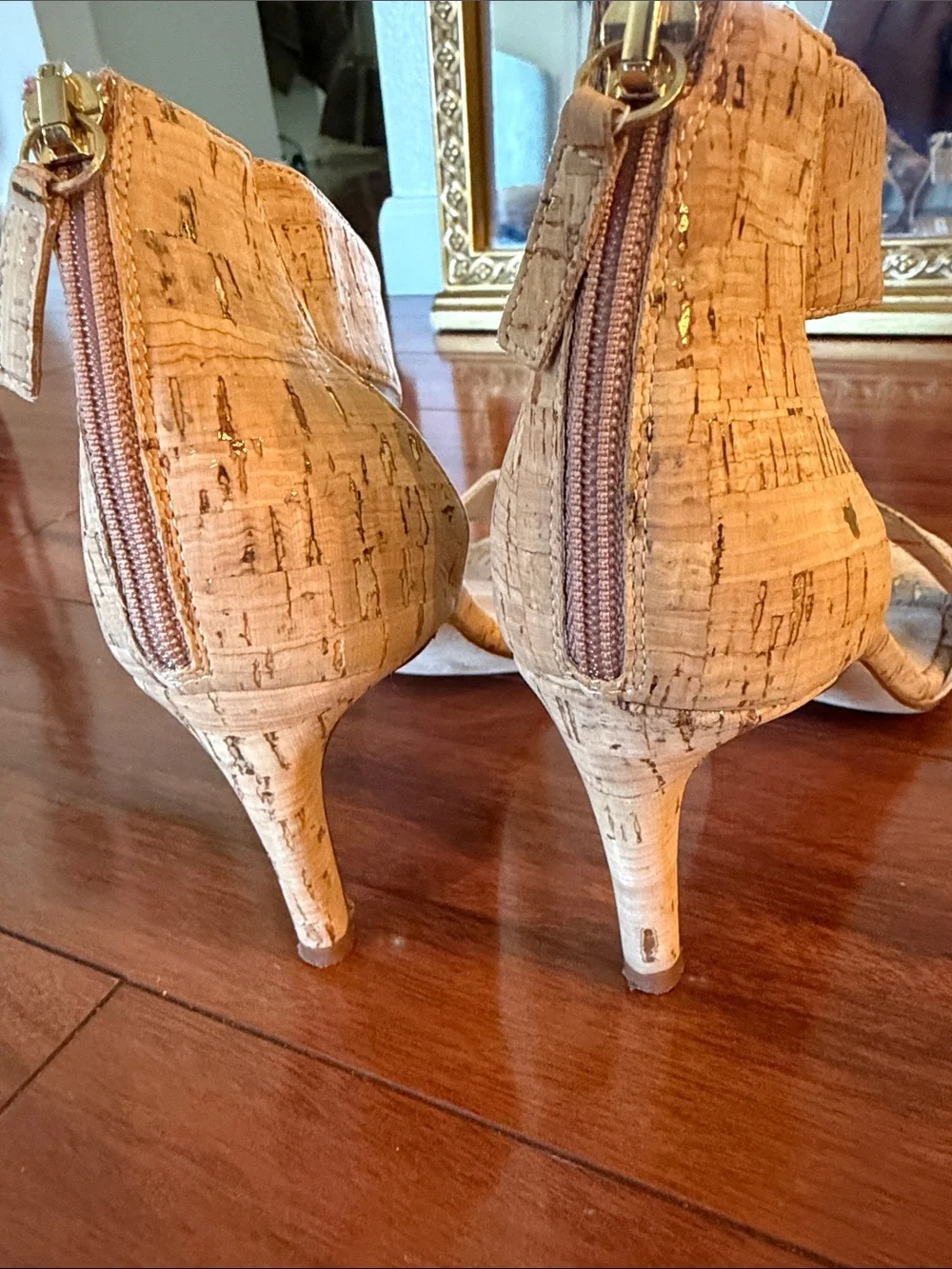 Diane Von Furstenberg Natural Cork Ankle-Strap Heels